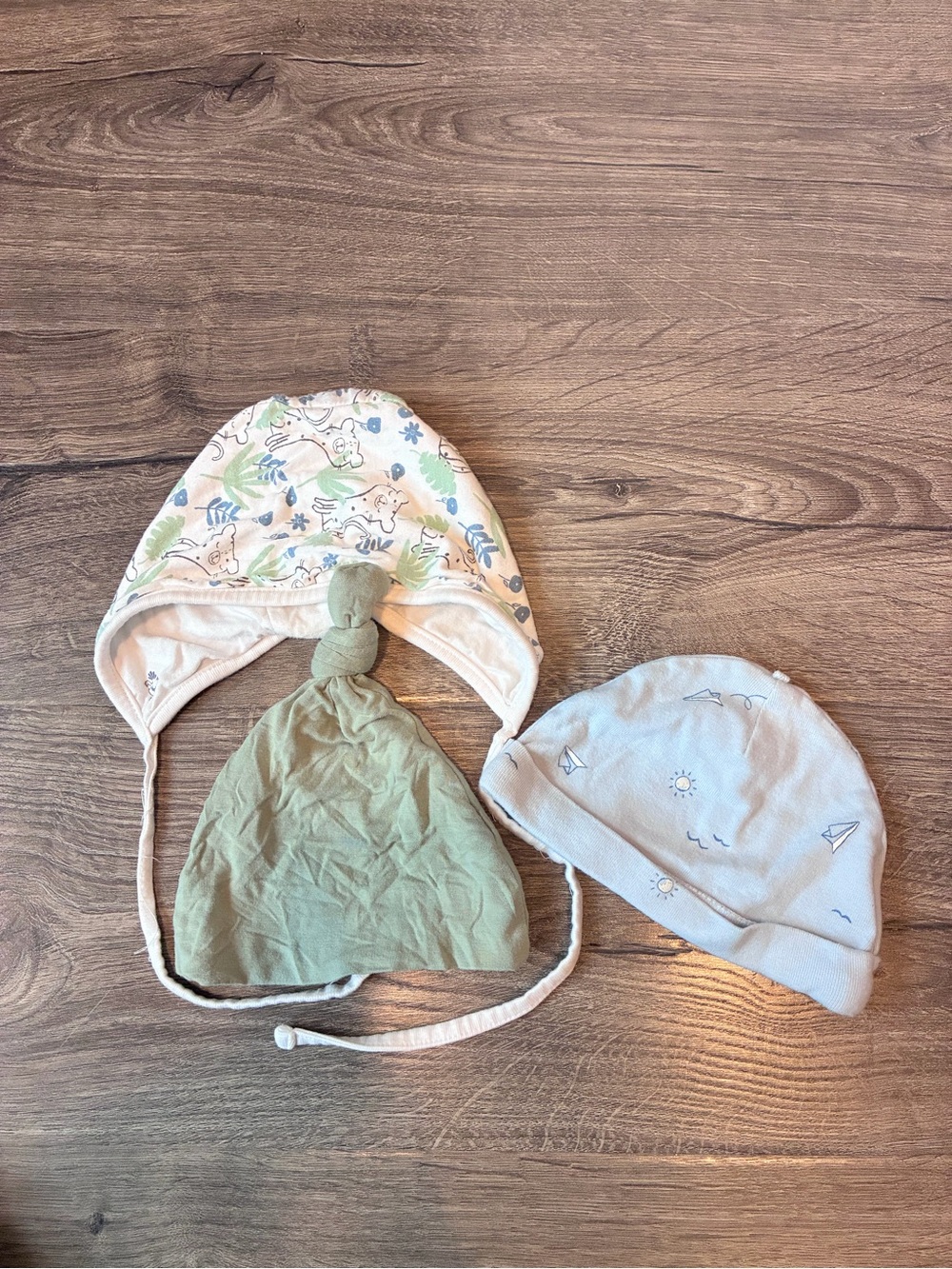 Carter's Baby Hat Set - Sage Green, Cream & Light Blue